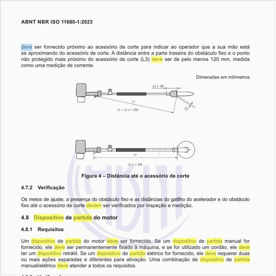 Como deve ser o dispositivo de partida do motor?