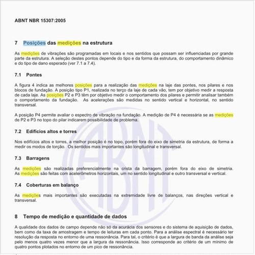 Quais devem ser as posições das medições na estrutura?