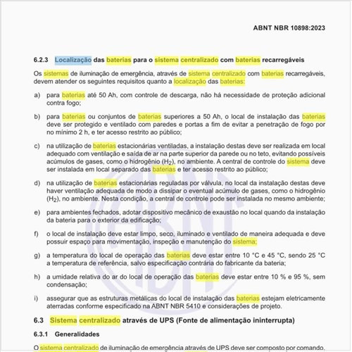 Quais são os parâmetros para a localização das baterias para o sistema centralizado com baterias recarregáveis?
