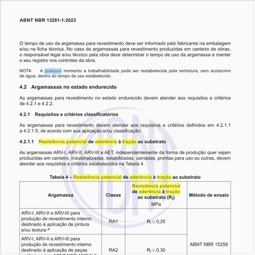 Qual é a resistência potencial de aderência à tração ao substrato?