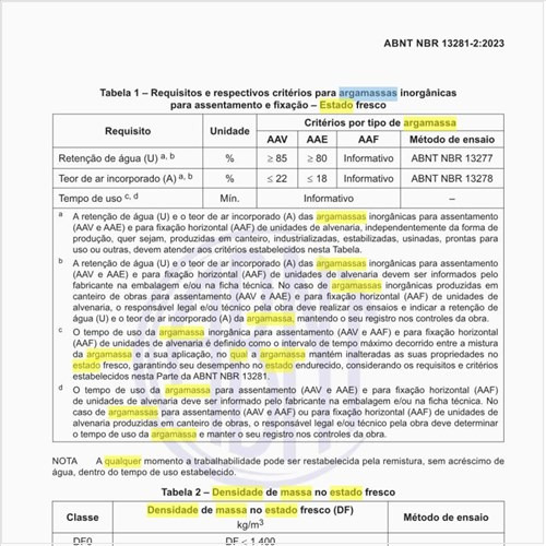 Qual é a densidade de massa no estado fresco?