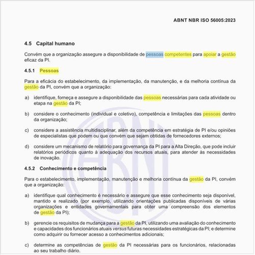 Como se deve disponibilizar as pessoas competentes para apoiar a gestão eficaz da PI?