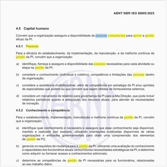 Como se deve disponibilizar as pessoas competentes para apoiar a gestão eficaz da PI?