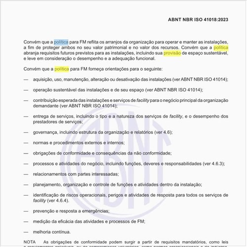Quais são as práticas esperadas para uma política de FM?