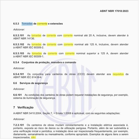 Quais são os requisitos das tomadas de corrente e extensões?