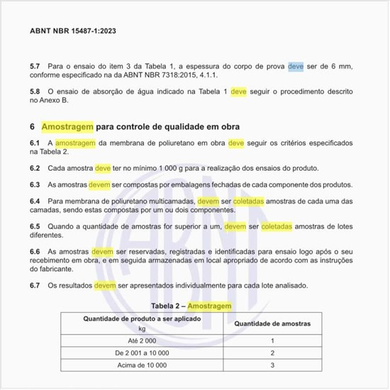 Como deve ser feita a amostragem do produto?