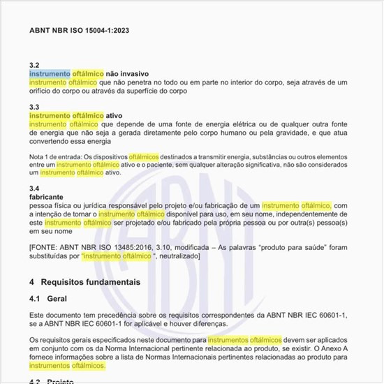 O que é um instrumento oftálmico ativo?