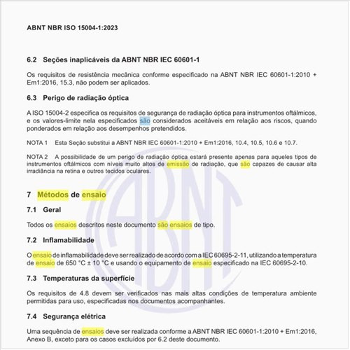 Quais são os métodos de ensaio dos instrumentos?