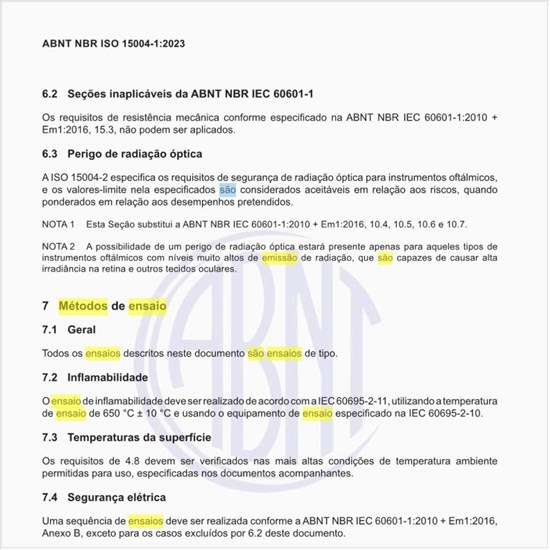 Quais são os métodos de ensaio dos instrumentos?