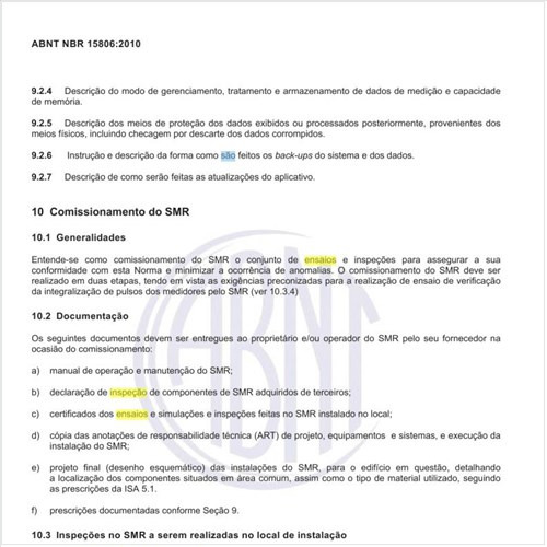 Quais são os ensaios e planos de amostragem para inspeção do SMR?