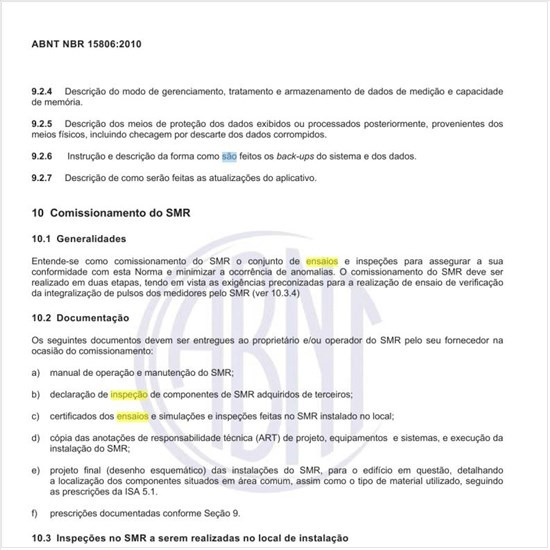 Quais são os ensaios e planos de amostragem para inspeção do SMR?
