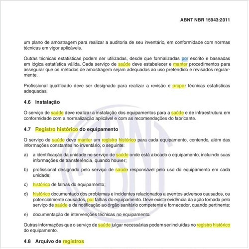 Por que os serviços de saúde devem manter um registro histórico do equipamento?