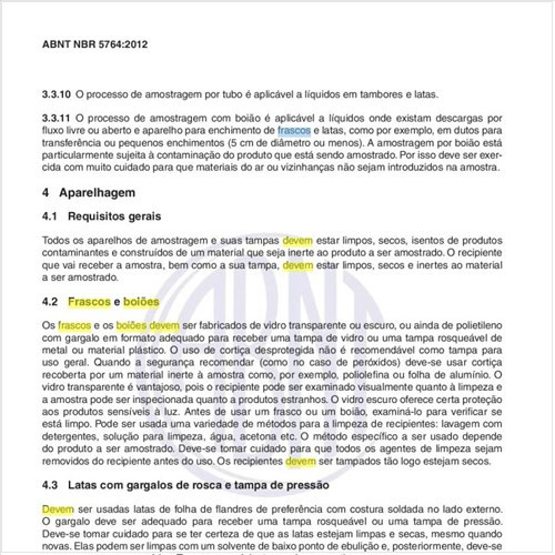 Como devem ser os frascos e boiões usados nesse tipo de amostragem?