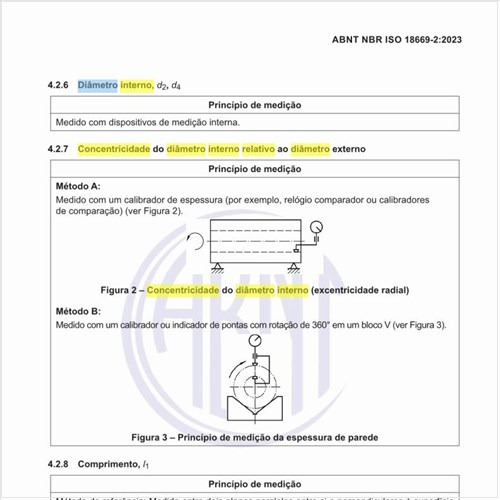 Como deve ser medida a concentricidade do diâmetro interno relativo ao diâmetro externo?