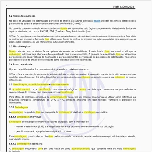 Como deve ser feita a identificação, o acondicionamento e o armazenamento dos fios?