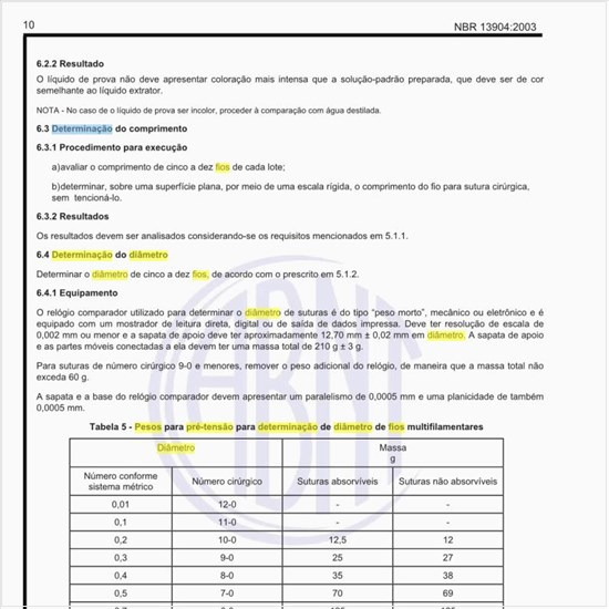 Quais são os pesos para pré-tensão para determinação de diâmetro de fios multifilamentares?