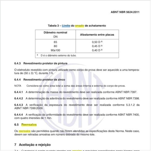 Qual o limite do ensaio de achatamento?