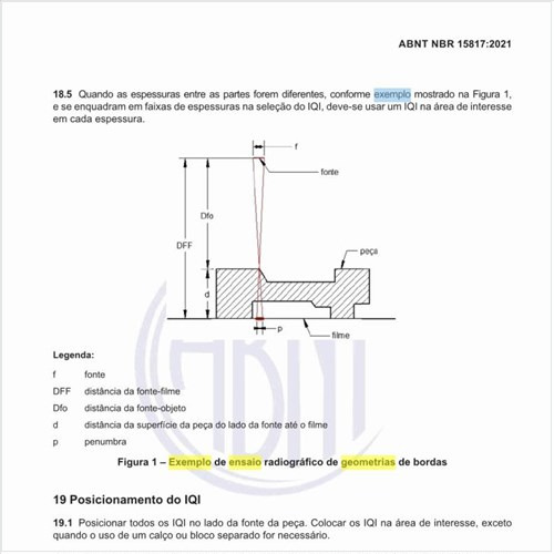 Qual pode ser um exemplo de ensaio radiográfico de geometrias de bordas?
