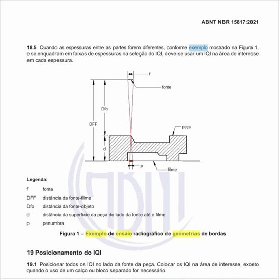 Qual pode ser um exemplo de ensaio radiográfico de geometrias de bordas?