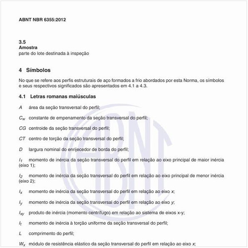 Nessa norma, o que representam as letras romanas maiúsculas?