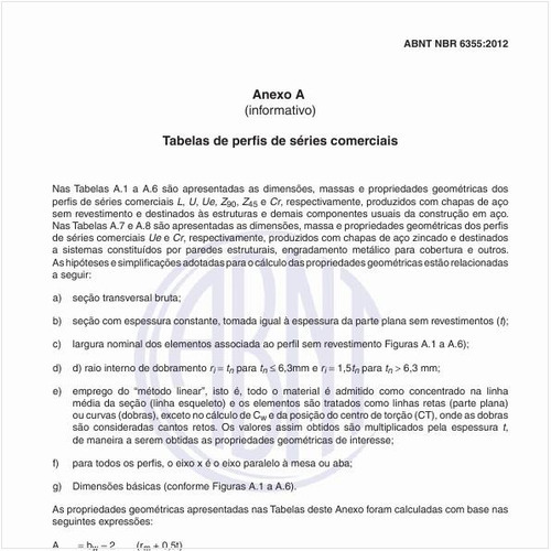 O que são apresentadas nas tabelas de perfis de séries comerciais?