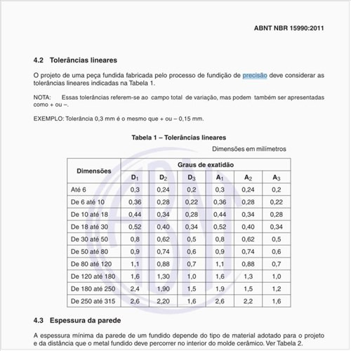 Quais são as espessuras mínimas de paredes?