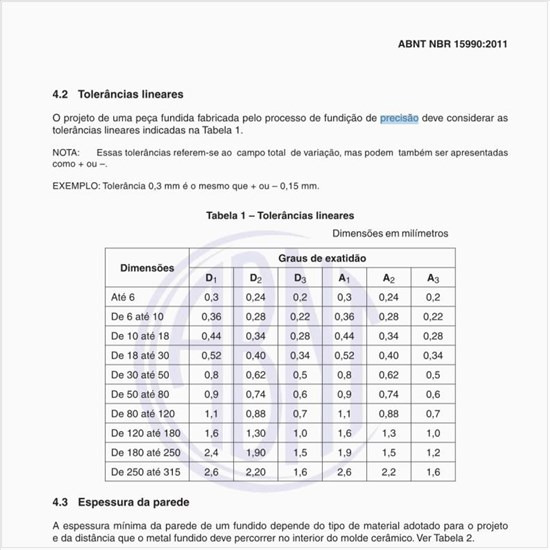 Quais são as espessuras mínimas de paredes?