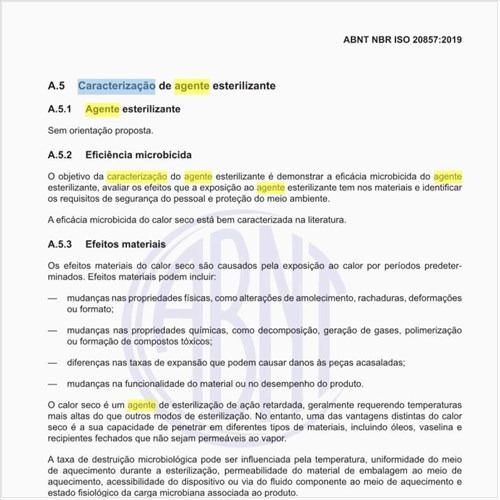 Como deve ser feita a caracterização de agente esterilizante?