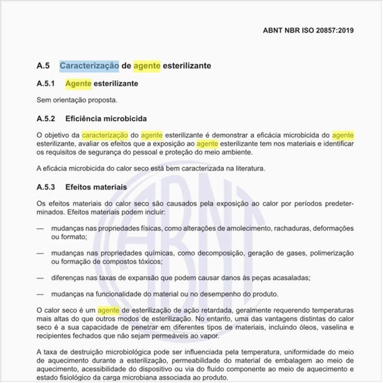 Como deve ser feita a caracterização de agente esterilizante?