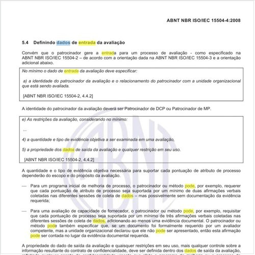Como se pode definir os dados de entrada da avaliação?