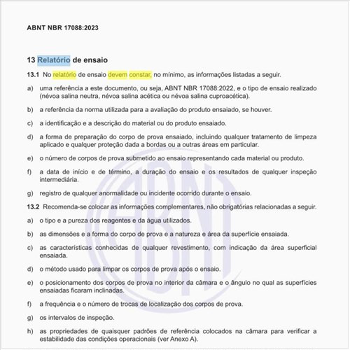 O que deve constar no relatório de ensaio?