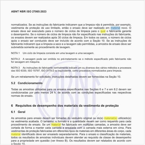 Qual é a percentagem de repelência do material (ensaio da pipeta)?