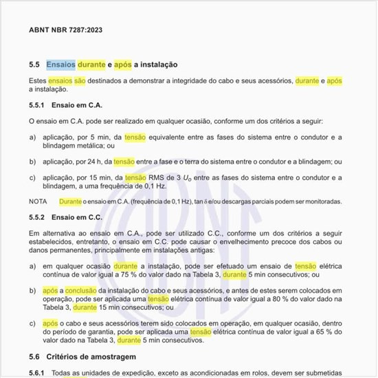 Quais são os ensaios durante e após a instalação?