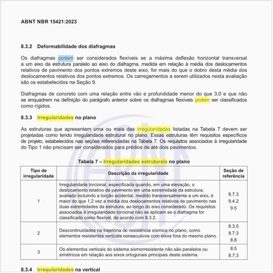 Quais podem ser as irregularidades estruturais no plano?