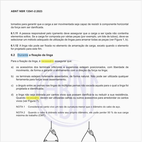 O que é necessário fazer durante a fixação da linga?