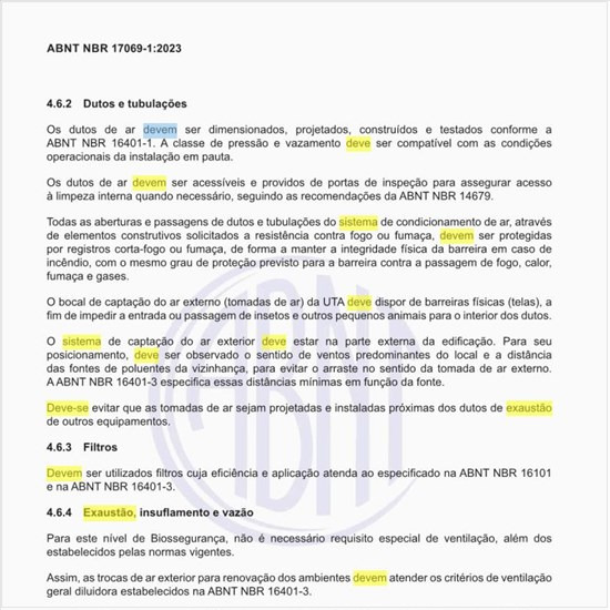 Como deve ser o sistema de exaustão, insuflamento e vazão?