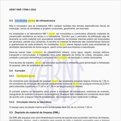 Quais devem ser as condições gerais de infraestrutura?