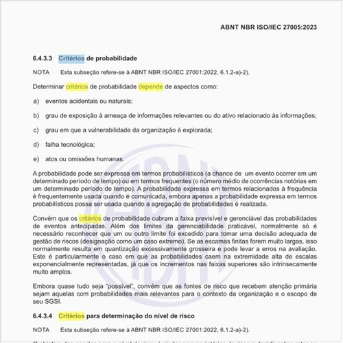 Do que depende os critérios de probabilidade?