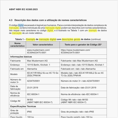 Como seria um exemplo de marcação digital com descrições gerais de dados?
