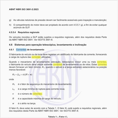 Quais os cuidados em relação às correntes de levantamento?