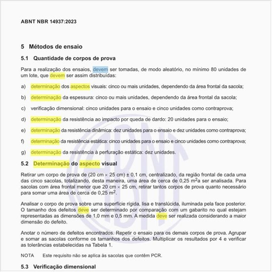 Como deve ser feita a determinação do aspecto visual?