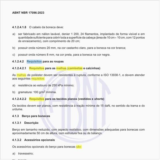 Quais são os requisitos para as malhas (camisetas e calcinhas)?