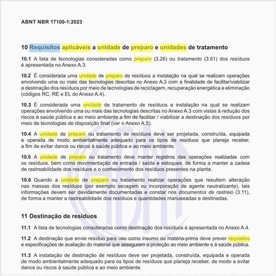 Quais são os requisitos aplicáveis à unidade de preparo e unidades de tratamento?