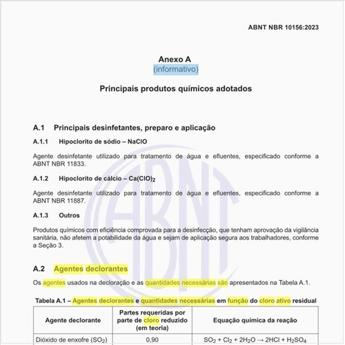 Quais são os agentes declorantes e quantidades necessárias em função do cloro ativo residual?