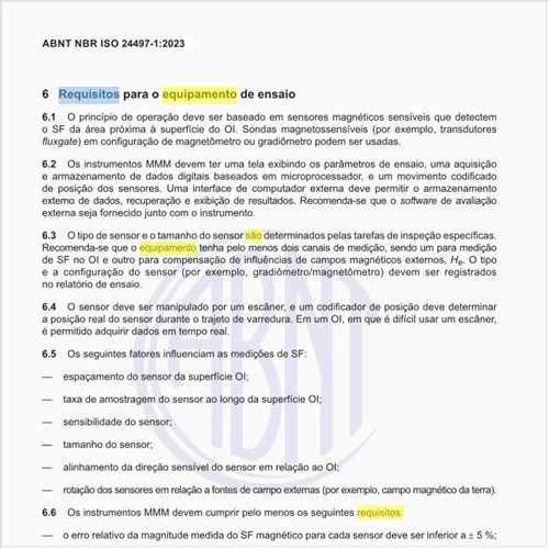 Quais são os requisitos para o equipamento de ensaio?