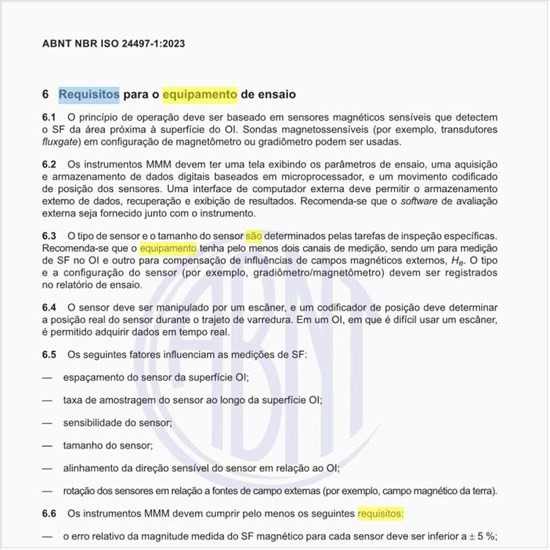 Quais são os requisitos para o equipamento de ensaio?