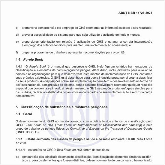 Como realizar o estabelecimento das classes de perigo à saúde e ao meio ambiente: OECD Task Force on HCL?