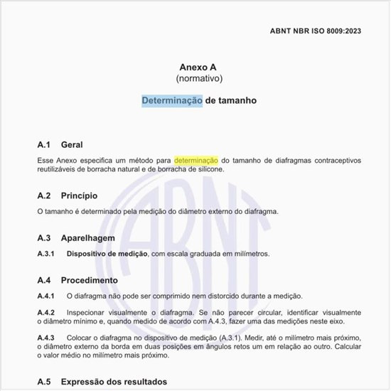 Como deve ser executada a determinação de tamanho?