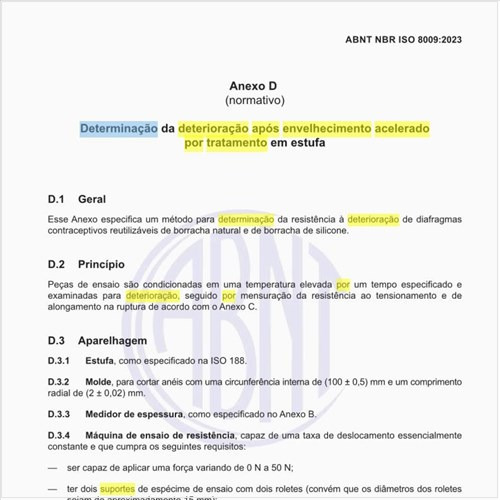 Como fazer a determinação da deterioração após envelhecimento acelerado por tratamento em estufa?