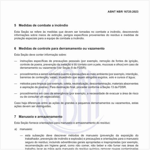 Quais são as informações sobre as medidas de controle para derramamento ou vazamento?